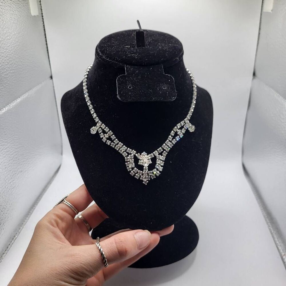 Vintage 50s Hollywood Glam Rhinestone Choker Necklace